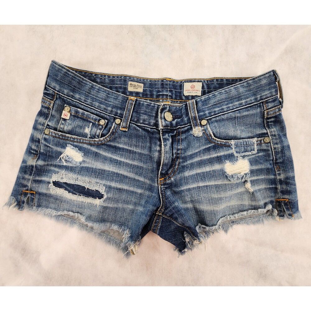 AG Adriano Goldschmied Mary Jane Distressed Cutoff Denim Shorts 26 Made in USA